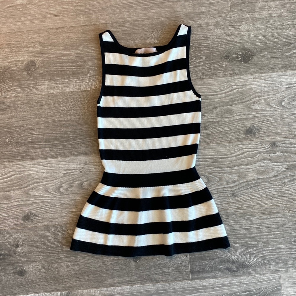 Black and white striped peplum top size S